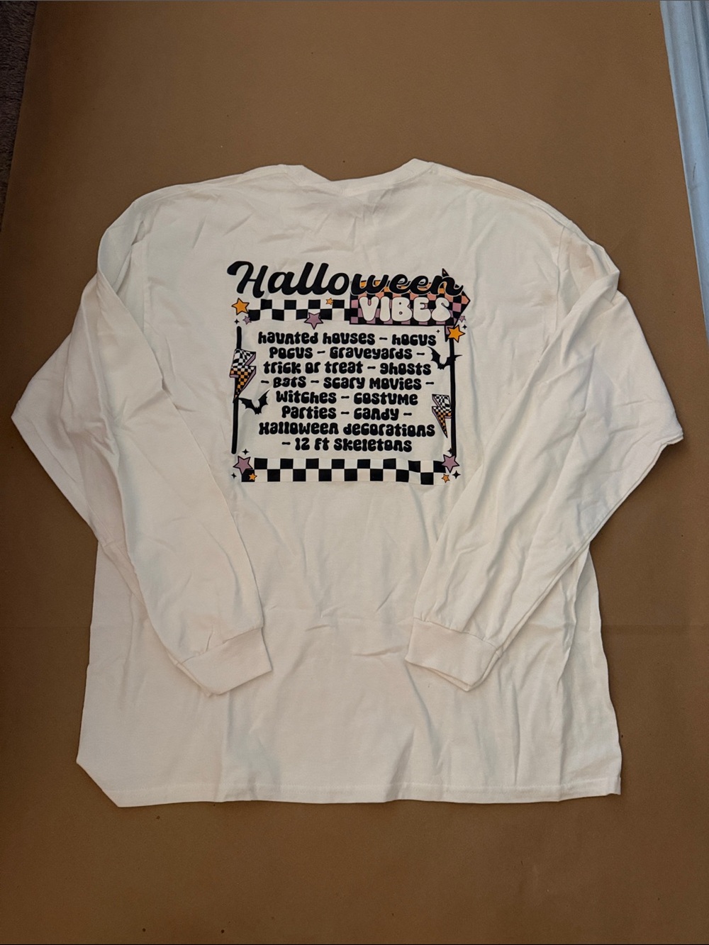 White "Halloween Vibes" Long-Sleeve Tee-Unisex